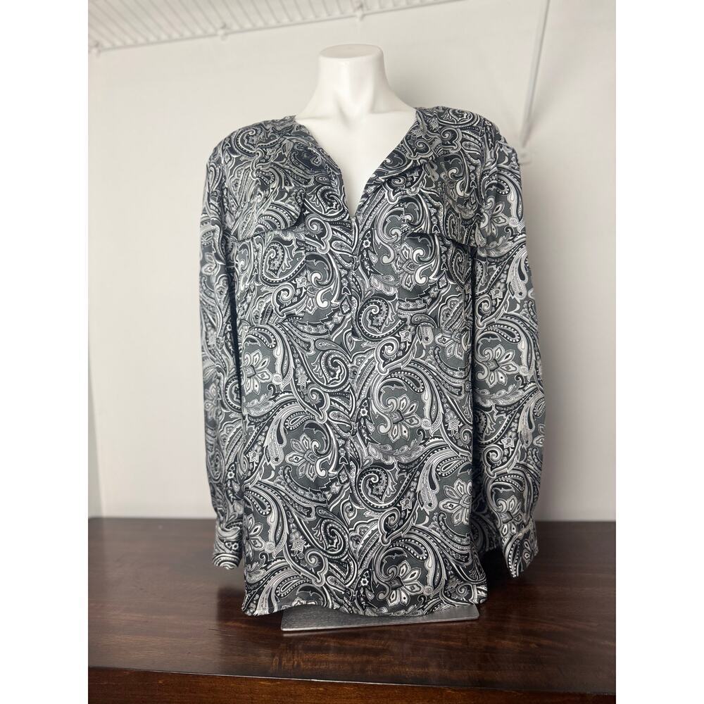 Jones New York Paisley Blouse - Black/Grey/White - 3X NWOT
